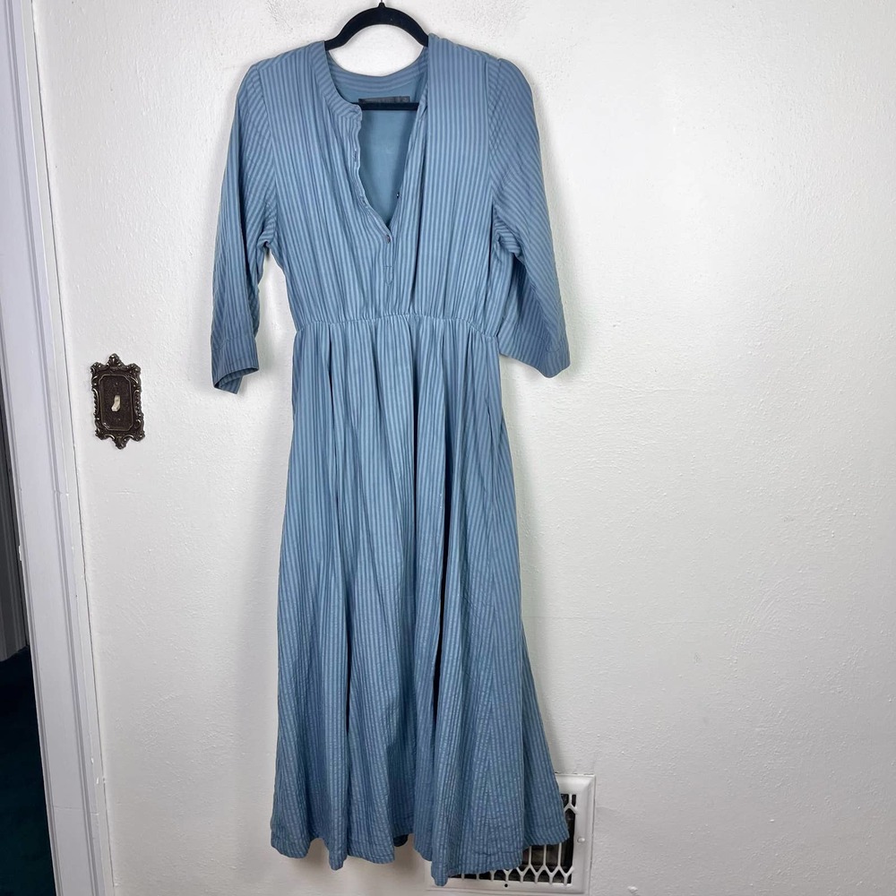 Jenni Kayne Light Blue Seersucker Midi Dress